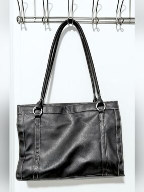 Alfred Dunner Black Shoulder Tote with Double Straps